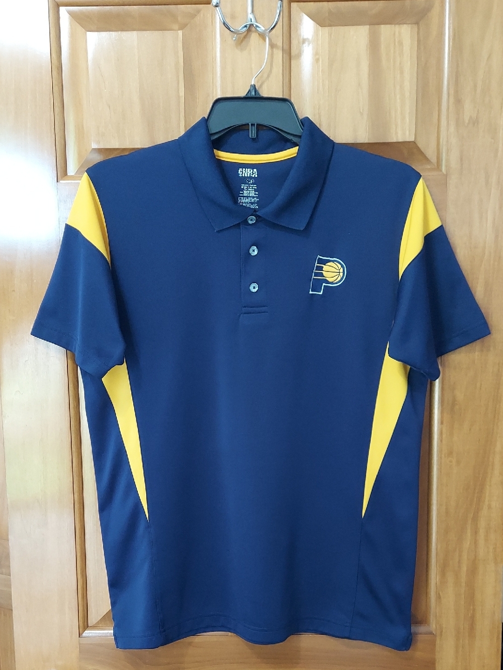 NBA Indiana Pacers Men's Basketball Navy and Gold Polo Shirt, Size Large Vintage